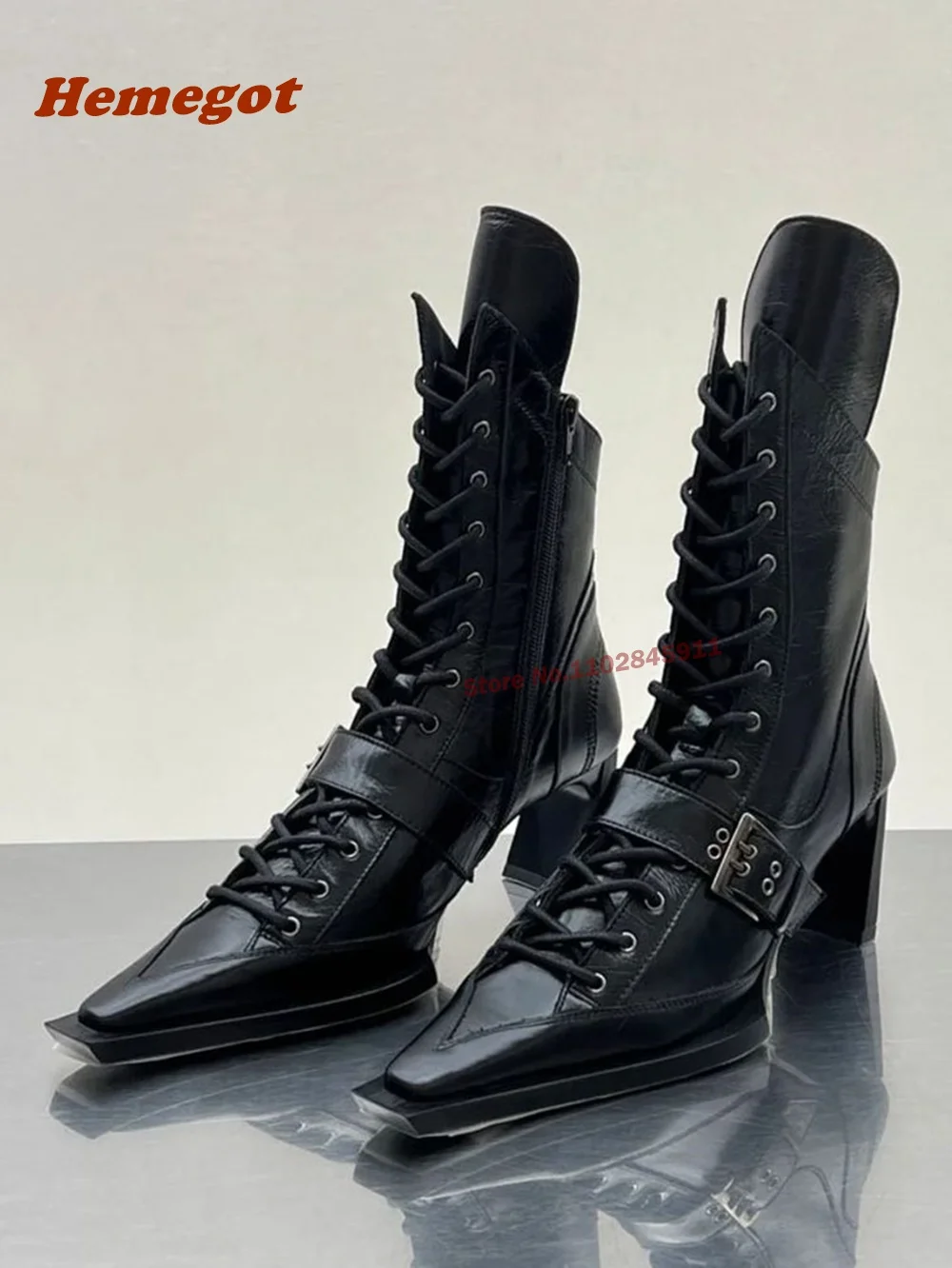 Crossfit Belt - Belt Buckle Black Ankle Boots Square